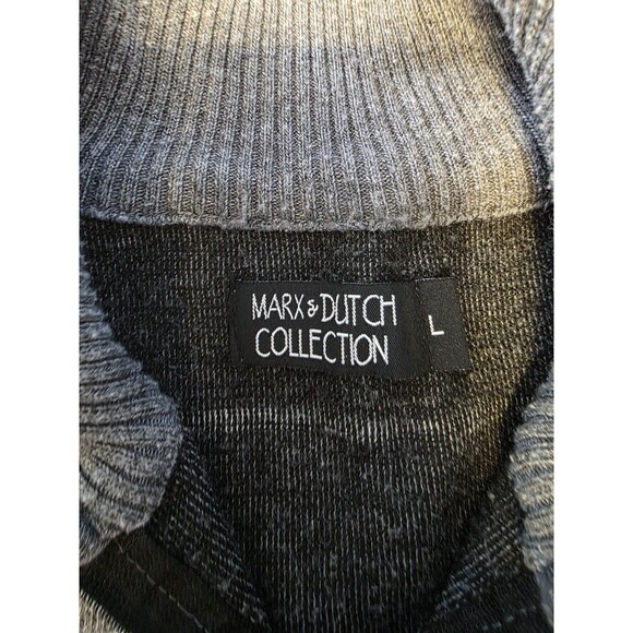 Marx And Dutch Collection L Poly Sweater Men’s Full Zip Stripes Gray Red Black - Picture 2 of 5